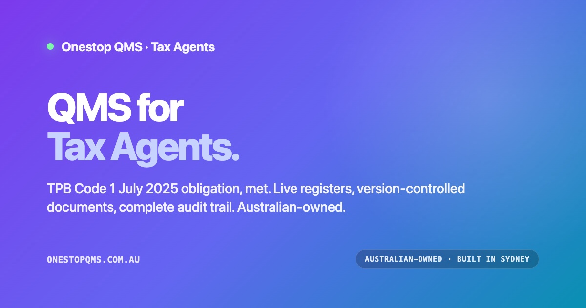 Tax Agent Fast Code Pdf QMS for Tax Agents Australia: TPB Code 1 July 2025